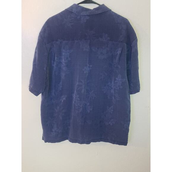 Jamaica Jaxx 100% Silk Short Sleeve Button Down Pocket Shirt Mens XL Blue Floral - Picture 6 of 6